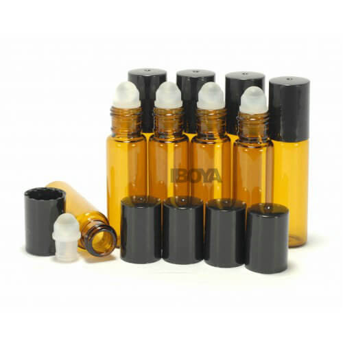 Specialty Bambi Brown Roll on Perfume Bottle Glass 10 ml with black Cap