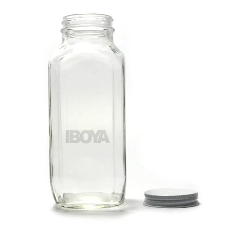 12oz 16oz French Square Glass Bottles Juice Bottles