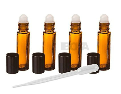 10 ml Specialty Bambi Brown Deodorant Glass Roll on Bottle with Black Cap