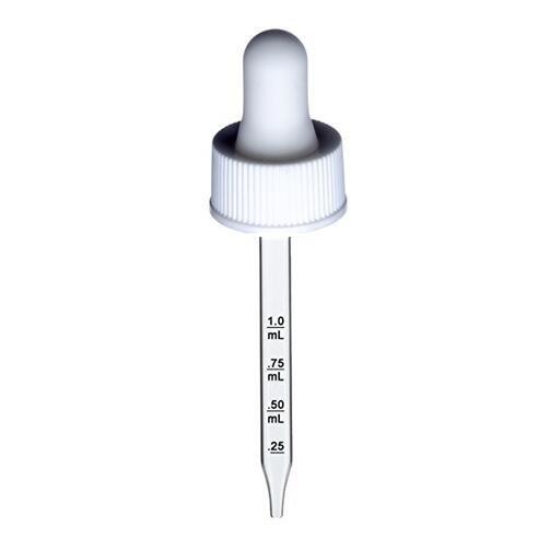 2oz White Calibrated Glass Dropper 20-400 fits 2 oz Bottle 